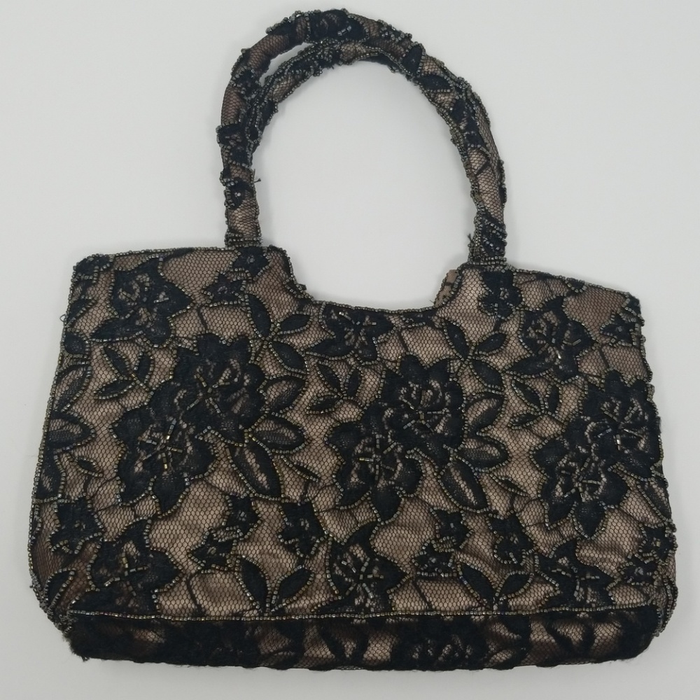 Floral Lace and Beaded Handbag